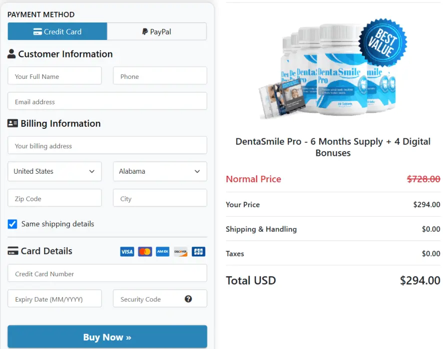 DentaSmile Pro™ Checkout Page